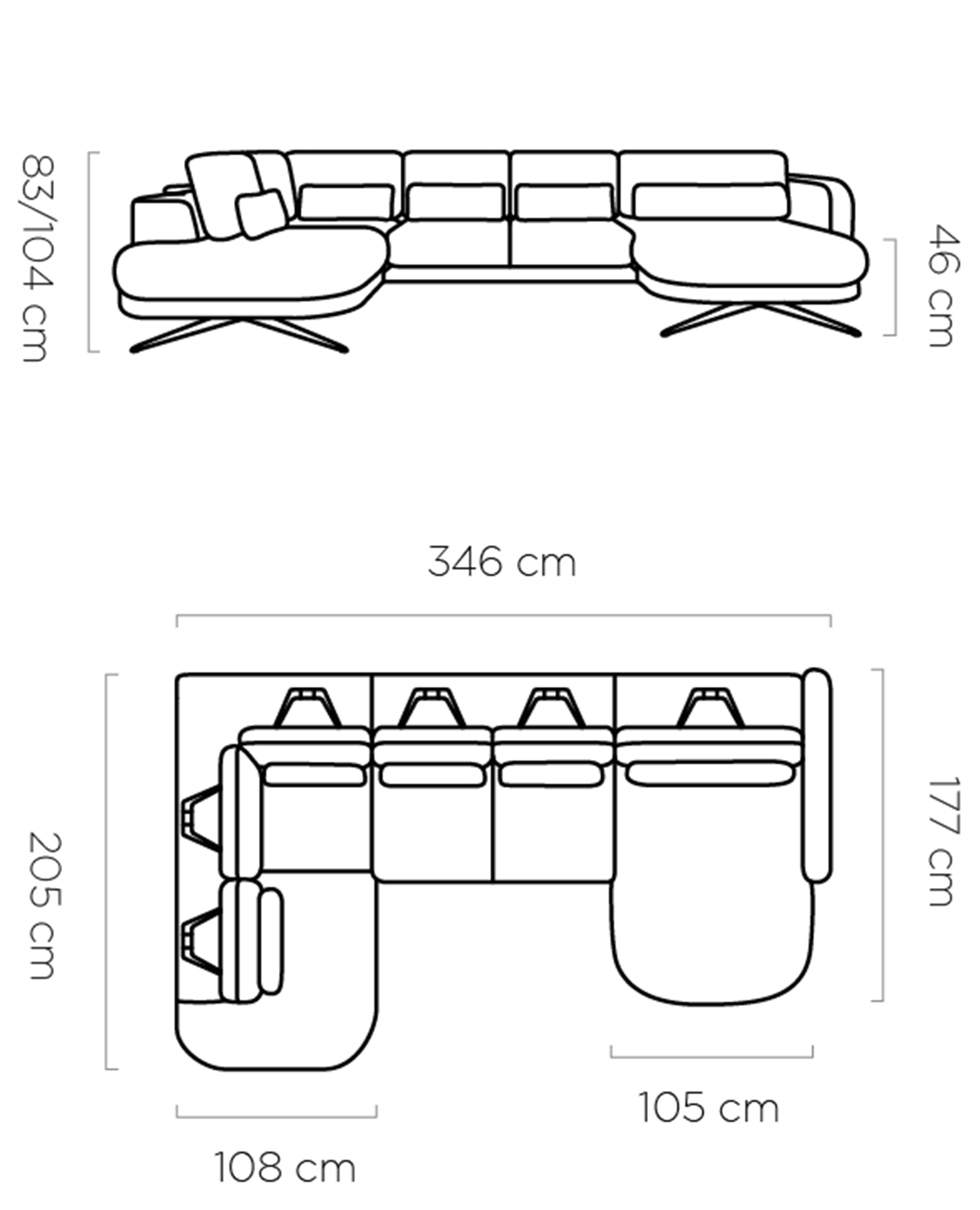 Ecksofa Ilusio XL Abmessungen